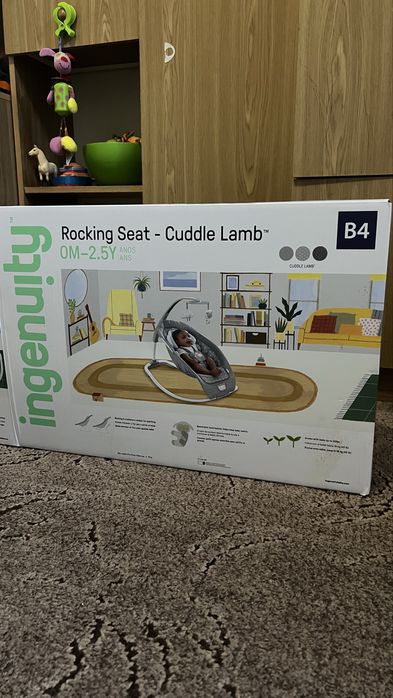 Шезлонг-качалка 2-в-1 Ingenuity Cuddle Lamb после одного ребенка (с коробкой)