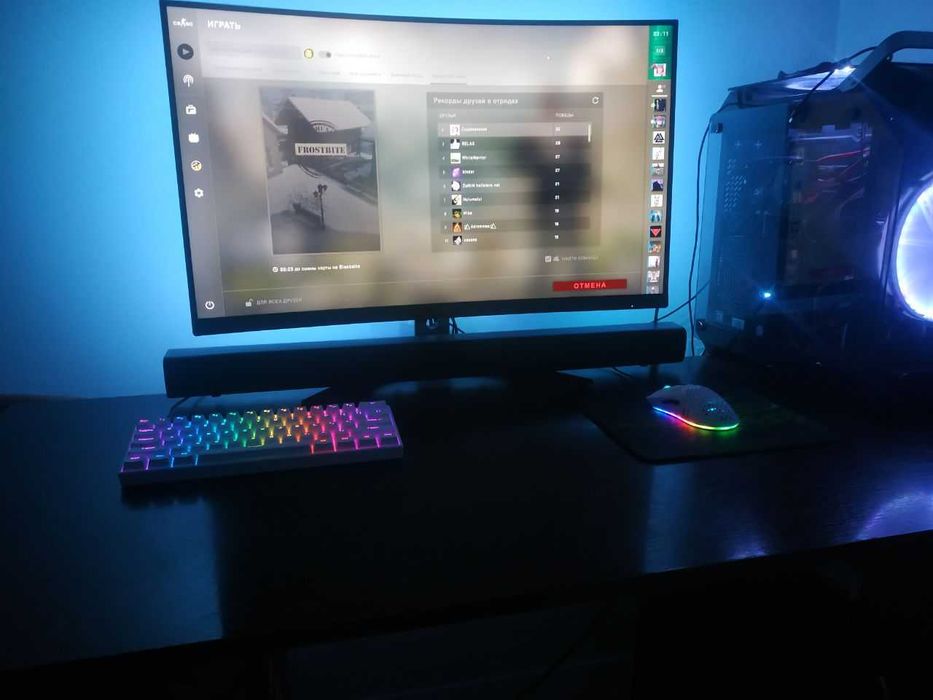 Игровой ПК + монитор + клавиатура + саундбар + кресло