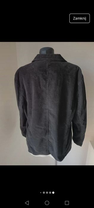 Kurtka sztruksowa wiatrówka czarna zapinana na guziki retro Basic