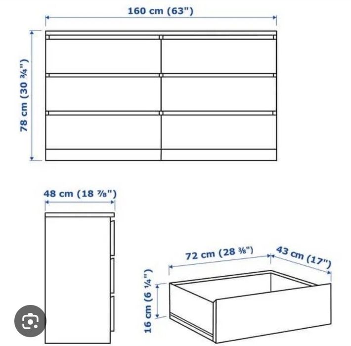 Cómoda Malm 6 gavetas (IKEA)