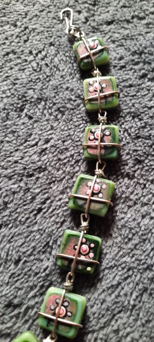 Komplet: bransoletka i kolczyki ze srebrnym drucikiem