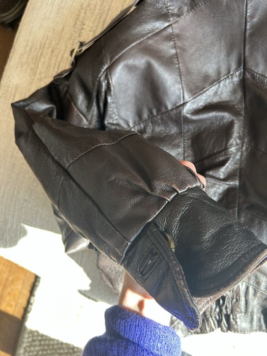 Brązowa patchorkowa skórzana kurtka Vinnci