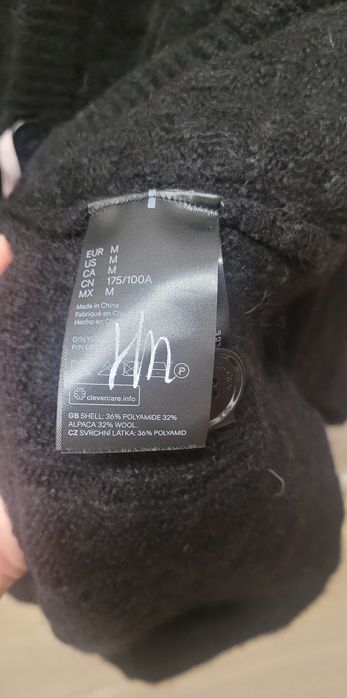 Kardigan męski marki H&M Simone Rocha z wełny  Alpaki