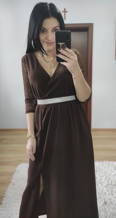 Sukienka długa maxi z paskiem