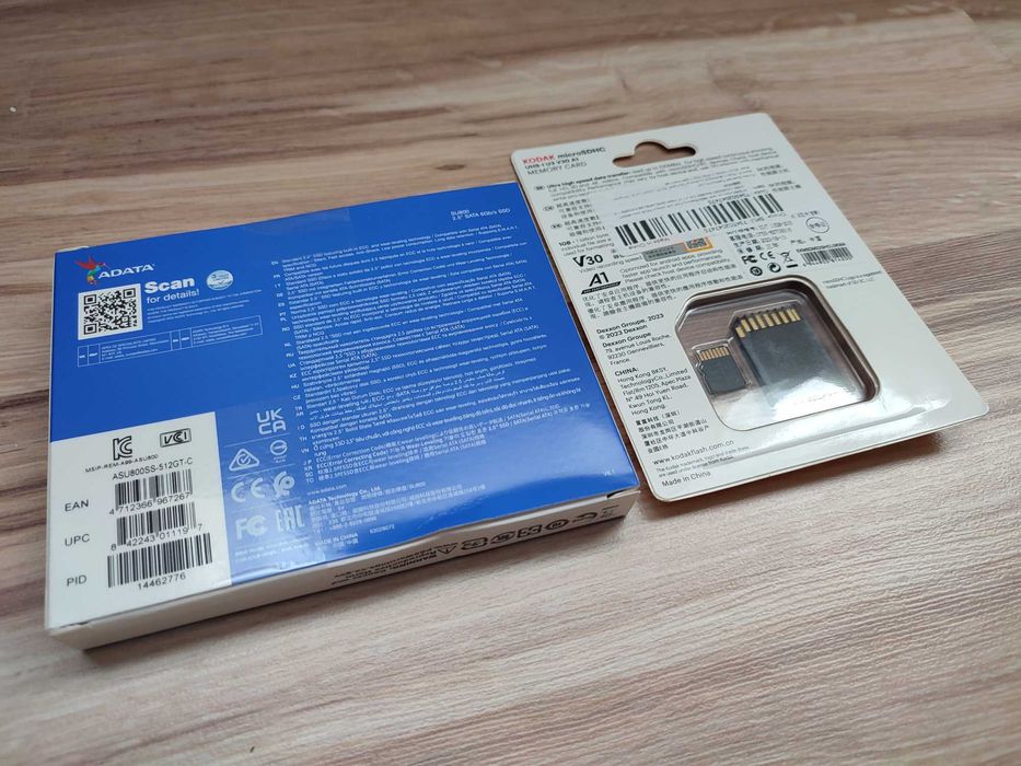 Karta Kodak microSDHC 32GB + dysk SSD ADATA SU800 512GB, 2,5'' SATA.