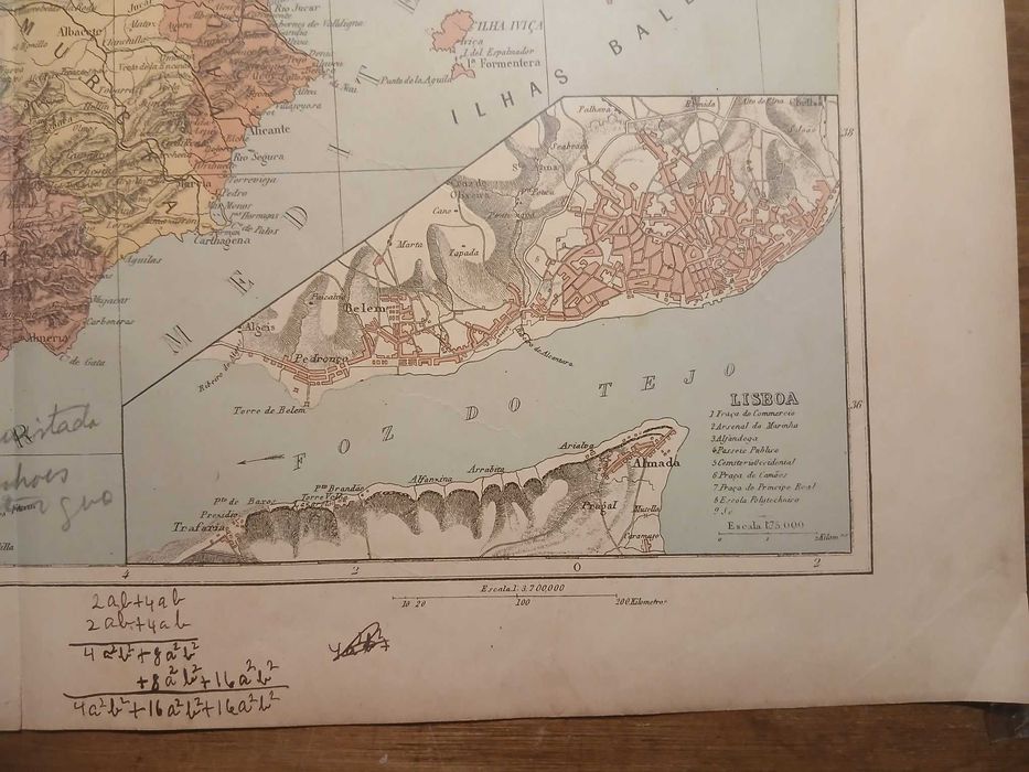 Mapa Peninsula Ibérica (Final do Séc XIX, Início Séc XX)