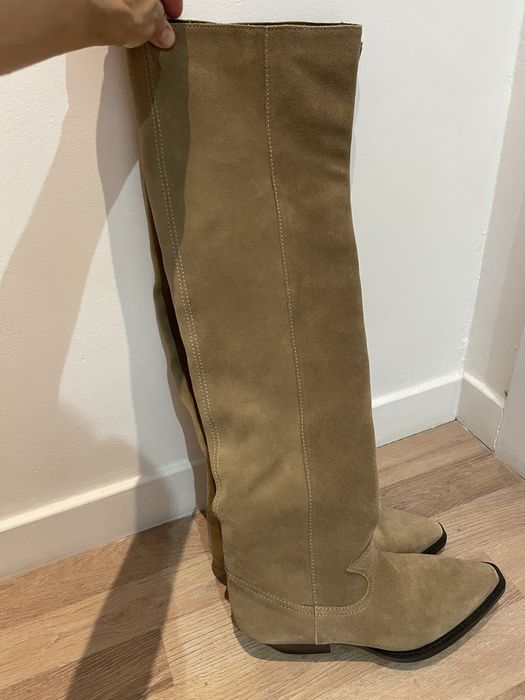 Zara botas altas  novas beges de camurca n.37