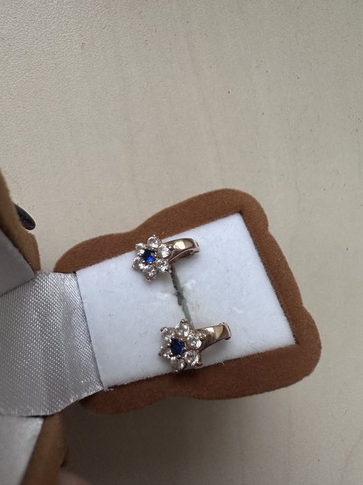 Серьги золото с фианитами детские