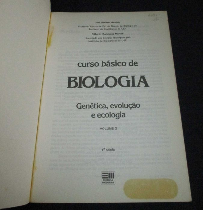 Livro Curso Básico de Biologia Amabis e Martho 3 Volumes