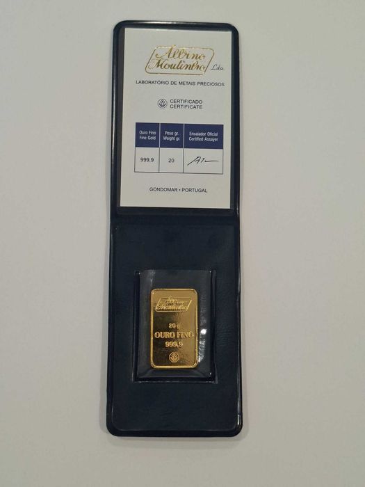 Barra de ouro fino 999 , 24k , 20 gramas