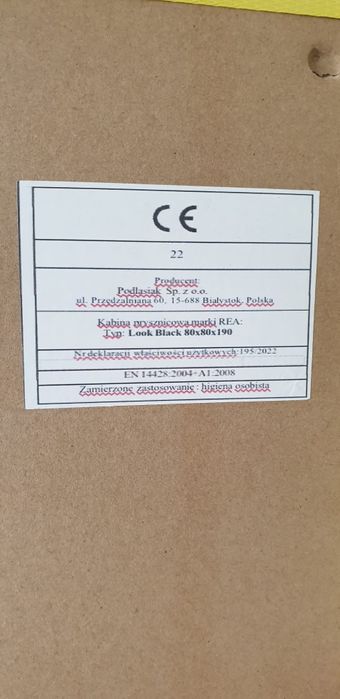 Nowa jeszcze nie odpakowana kabina Prysznicowa REA 80x80 cm Półokrągła