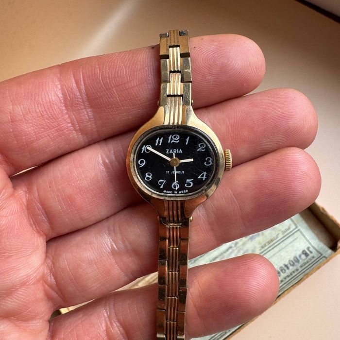 Zegarek Zaria 17 Jewels Pozłacany Damski lata 60-70 te.
