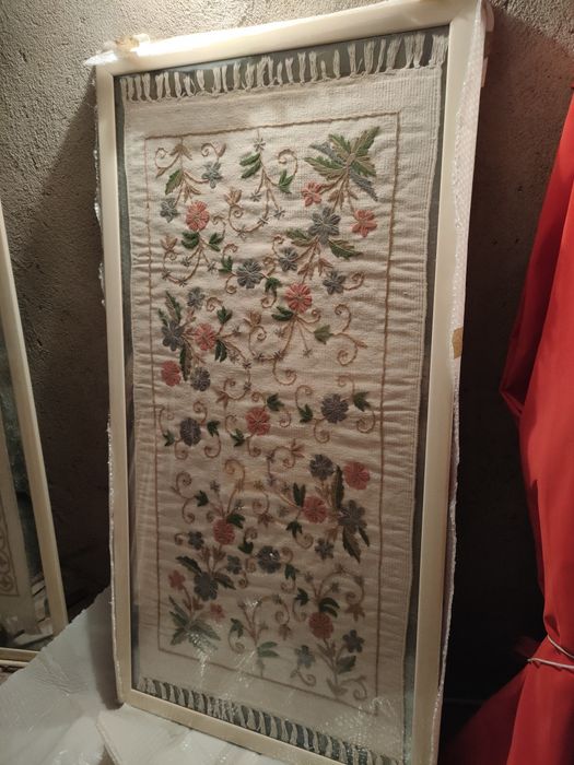 Embroidery framed between glass panels64551135161857120