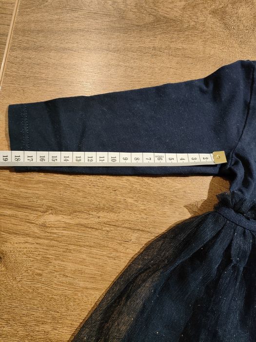 Święta, sukieneczka 68, tiul, granatowa, brokat, ZARA