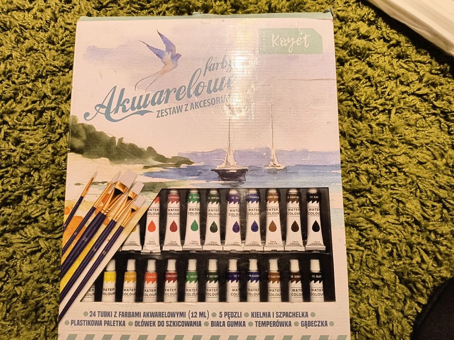 24 farby akwarelowe, profesjonalny zestaw
