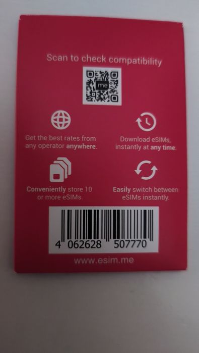 Karta SIM eSIM (eSIM.me) do telefonu komórkowego, smartfonu, tableta.