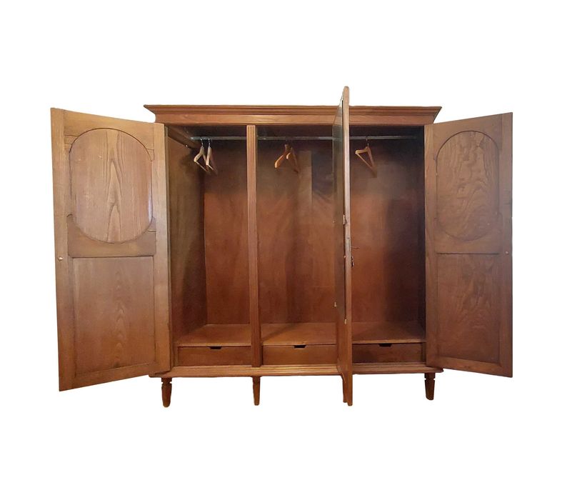 0Armário Guarda-roupa de Madeira 3 Portas com Espelho Interno
