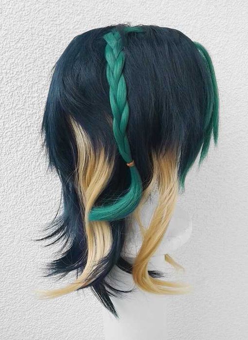 Kinich Genshin Impact cosplay wig niebieska peruka z warkoczami