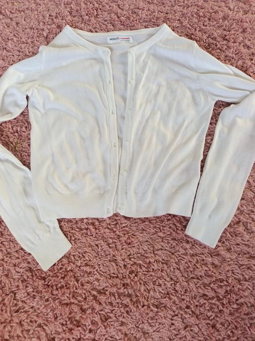 140 Biały Minoti elegancki sweterek na guziki galowy 140