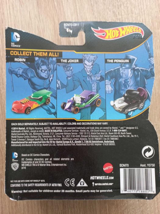 Машинки Hot Wheels  Batman,Joker,Killer Croc