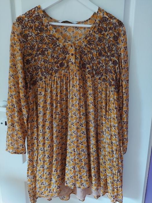 Nowa Sukienka mini z haftem boho hafty kwiaty Zara XS/S