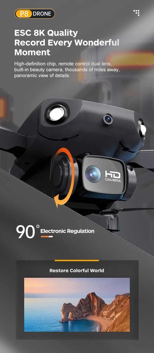 Drone dobrável com WiFi e dupla Câmara 4K