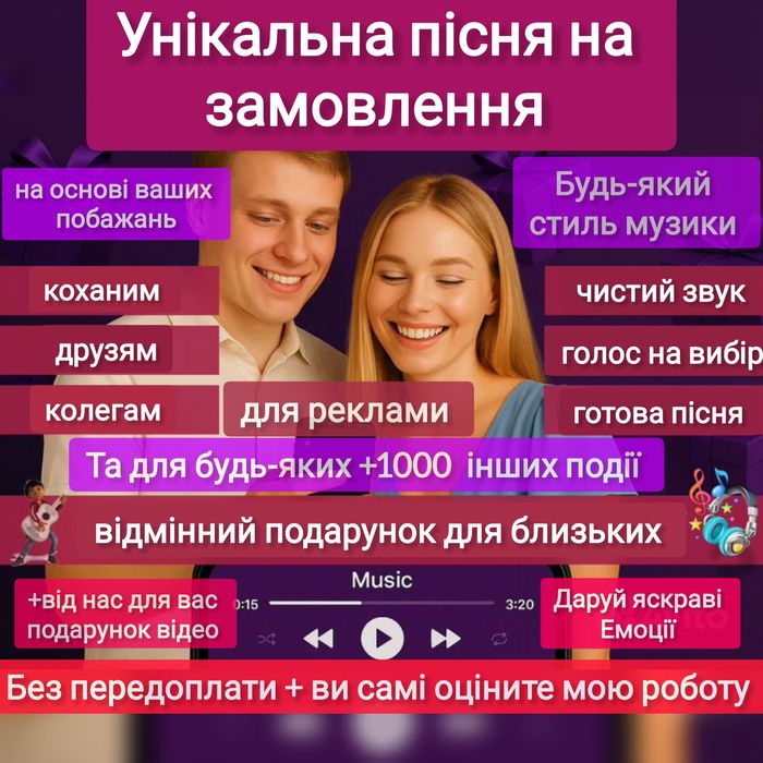 Пісня на замовлення,в подарунок,оживлення фото, відео привітання
