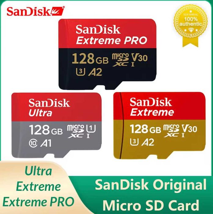 100% оригинальная карта памяти SanDisk Extreme 32/64/128/ 256/512 гб.