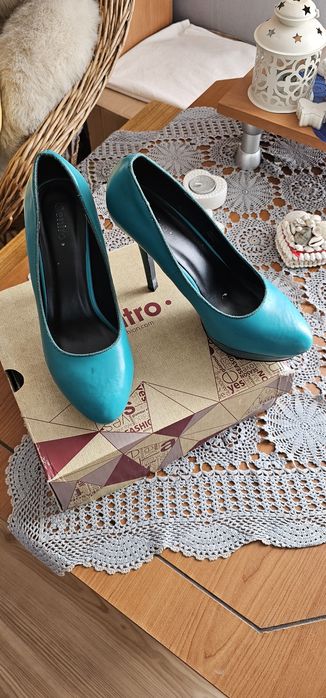 Szpilki wysokie turkusowe CENTRO