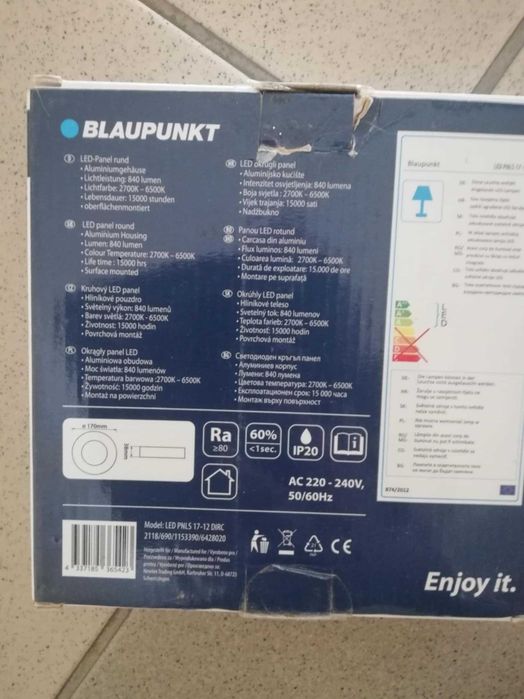 Oprawka LED 12W lampa okrągła sufitowa Blaupunkt okrągły panel LED