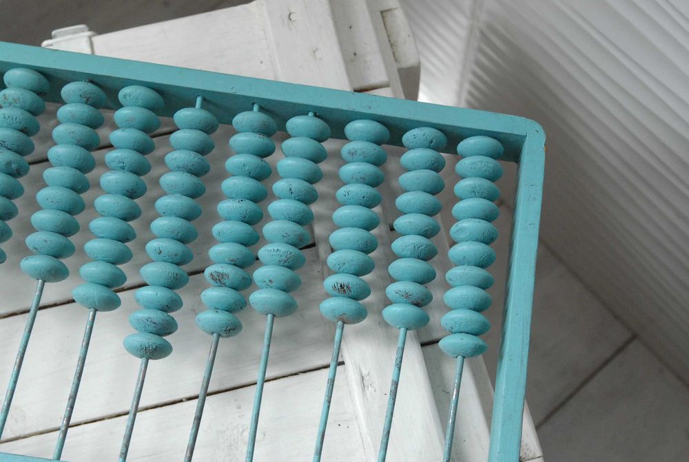 Stare malowane, duże liczydło, dekoracja. 47x26 cm