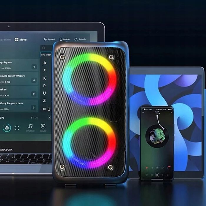 GŁOŚNIK Bezprzewodowy Karaoke BLUETOOTH Aux Kolumna PartyBox Usb