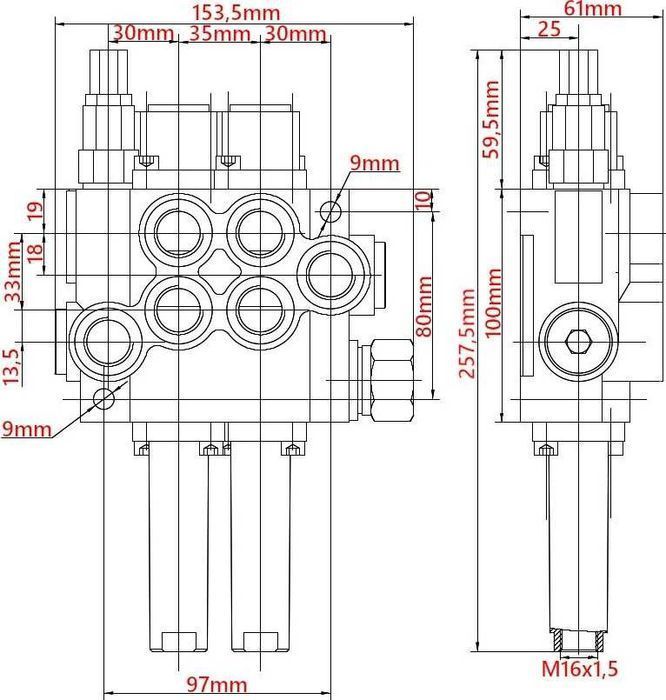ROZDZIELACZ 40L + Joystick 1P Zestaw 2 Sek DO Tura LINKI 1000mm [9104]