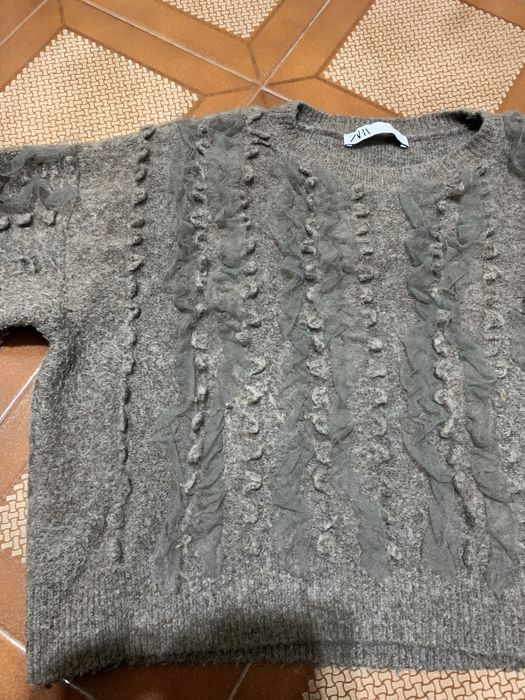 Camisola Zara mulher tamanho M lã com tule castanha