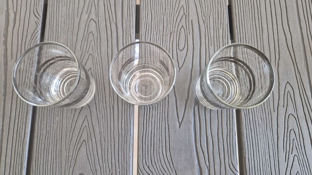 3 copos vintage com risca prata