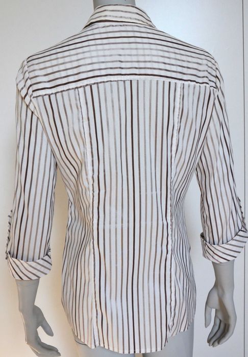 Elegancka koszula w paski brązowo-złote r.38