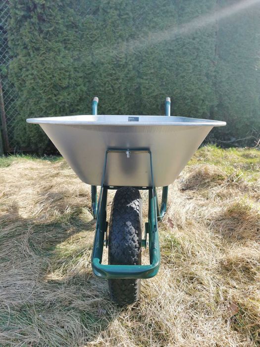 Taczka 100L, 250 kg Ocynkowana Misa Pneumatyczne Koło Solidna i Lekka