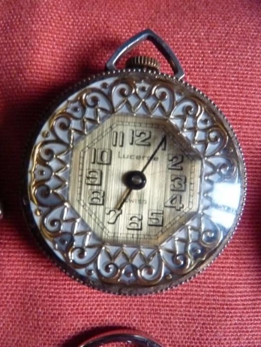 2 Relógios de Bolso Lucerne e S/ Marca + 1 Corrente de Relógio