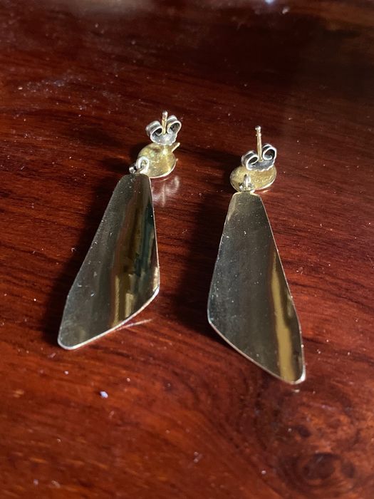 Brincos 5,5 cm Prata Dourada Ouro Portuguesa contrastada 835 Antigos