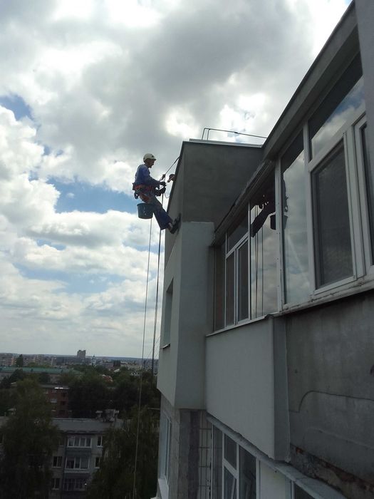 Висотні роботи, альпіністи, высотные работи,  утепление ремонт швов