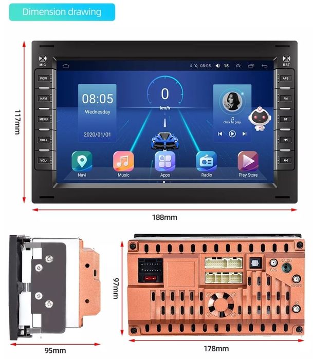 Auto Rádio Android GPS Volkswagen Golf 4 T5 Transporter Seat Skoda Ford...