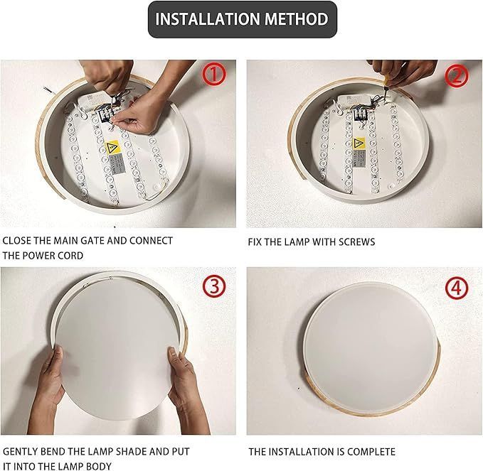 NICEME Lampa sufitowa LED 24W – regulacja 3000K/4500K/6500K, czarna