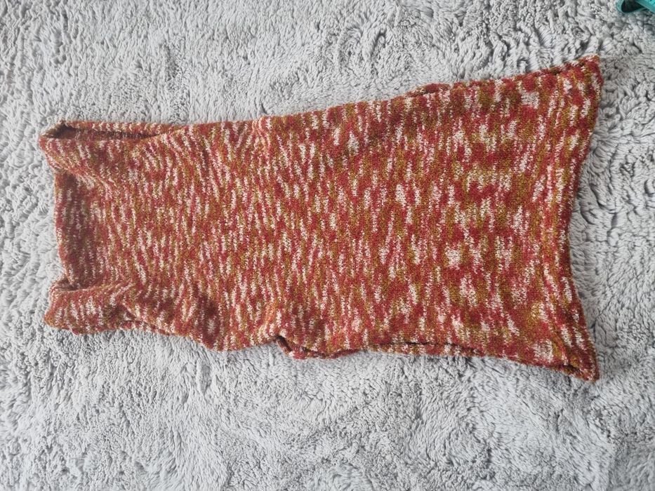 Melanżowy komin szalik damski pomarańcz handmade