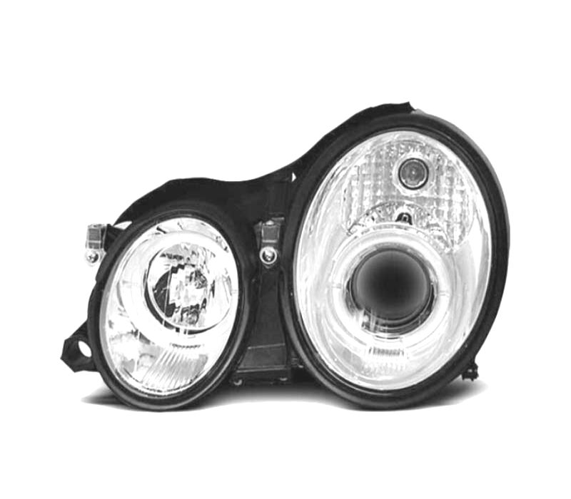 FARÓIS ANGEL EYES CCFLMERCEDES CLK W208 98-02 FUNDO CROMADO