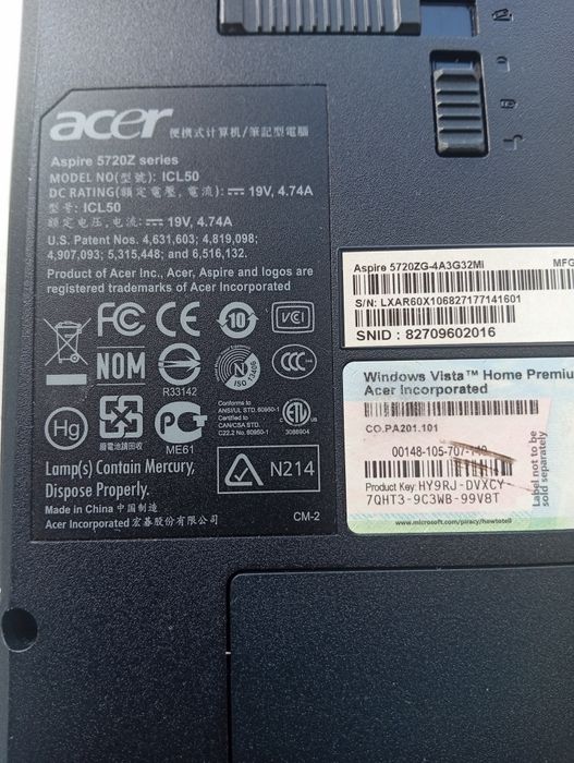 Ноутбук Acer Aspire 5720ZG