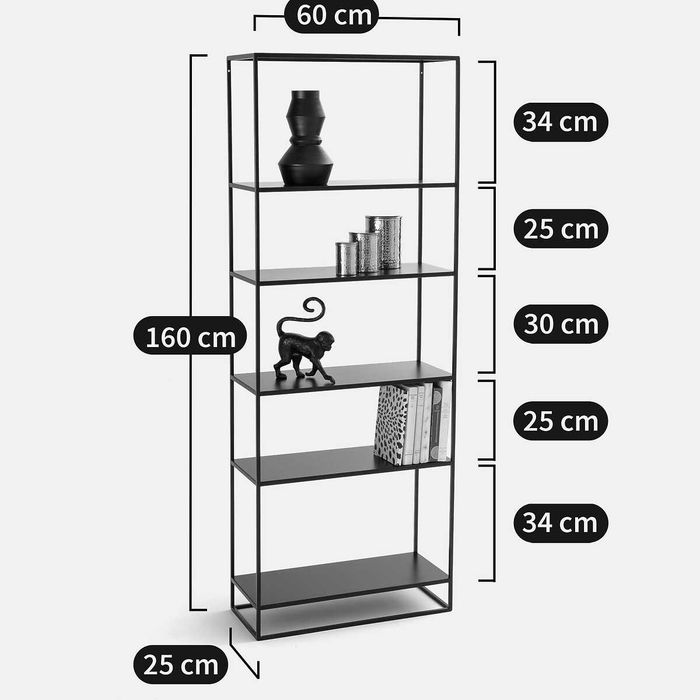 Estante em aço, 6 prateleiras, MIVA preto LA REDOUTE, ótimo estado