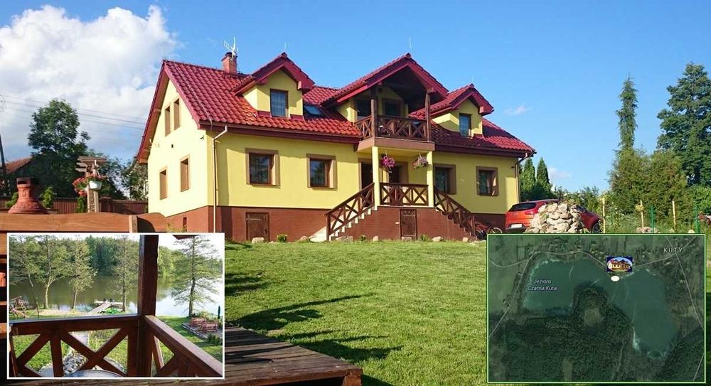 Mazury wakacje dom 220m 12/24os bezp n jeziorem plaża ryby ognisko las