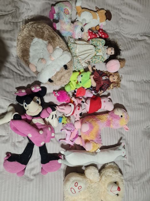 Pluszaki zestaw Myszka Miki Lama lalki porcelanowe chomik