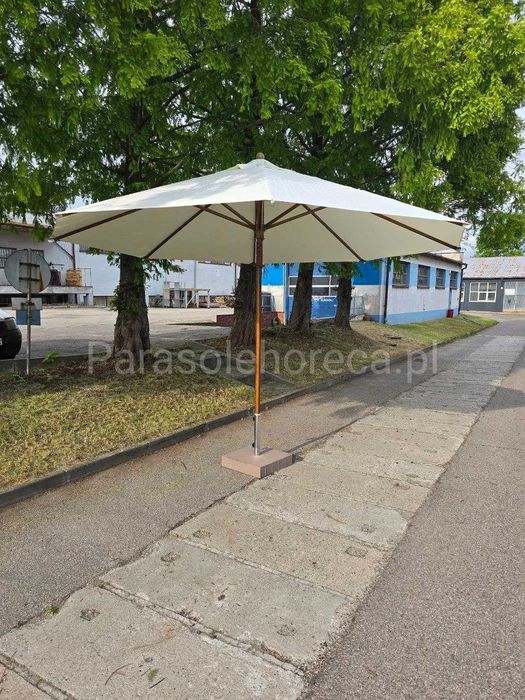 Parasol ogrodowy drewniany średnica 4 m kolor mleczny-Solo