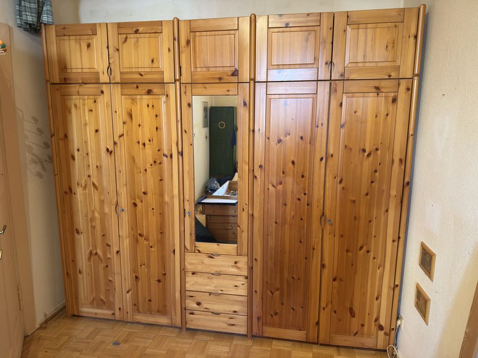 Ładna wysoka szafa sosnowa szuflady lustro pełna sosna dowóz wysyłka